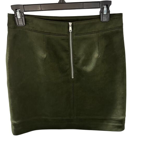 Loft Faux Suede Pocket Skirt Hunter Green With Zipper- Women's Size 2 - Picture 2 of 5